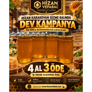  Karakovan Süzme Bal - 850 Gr 4 AL 3 ÖDE 